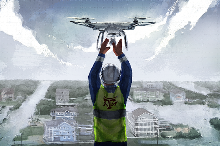 an emergency responder prepares a drone for flight
