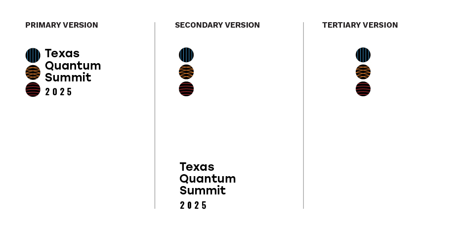 3 different variations of the Texas Quantum Summit 2025 logo